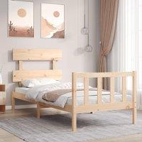 Berkfield Home Bed Frame with Headboard 90x200 cm Solid Wood in Brown