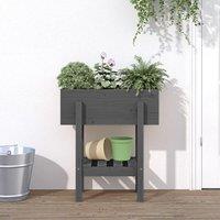 Berkfield Home Garden Planter Grey 62x30x69 cm Solid Wood Pine | Size: 62 x 30 x 69 cm