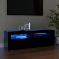 Berkfield Home TV Cabinet with LED Lights Black 120x35x40 cm | Size: 120 x 35 x 40 cm