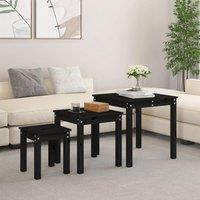 Berkfield Home Nesting Tables 3 pcs Black Solid Wood Pine