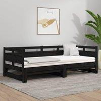 Berkfield Home Pull-out Day Bed Black Solid Wood Pine 2x(80x200) cm