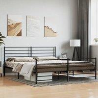 Berkfield Home Metal Bed Frame with Headboard & Footboard Black 193x203 cm