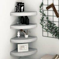 Berkfield Home Wall Corner Shelves 4 pcs Concrete Grey 25x25x3.8 cm MDF