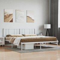 Berkfield Home Metal Bed Frame with Headboard White 193x203 cm