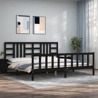 Berkfield Home Bed Frame with Headboard Black 200x200 cm Solid Wood