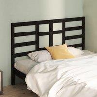 Bed Headboard Black 146x4x104 cm Solid Wood Pine