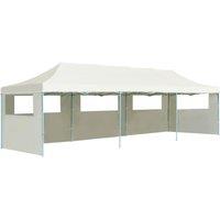 Berkfield Home Folding Pop-up Party Tent with 5 Sidewalls 3x9 m Cream in Beige