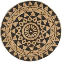 Handmade Rug Jute with Black Print 150 cm