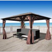Berkfield Home Gazebo with Curtain Brown Aluminium 400 x 300 cm