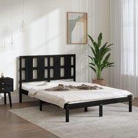 Berkfield Home Bed Frame Black Solid Wood Pine 140x190 cm