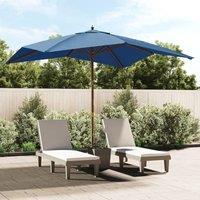 Berkfield Home Garden Parasol with Wooden Pole Azure Blue 300x300x273 cm | Size: 300 x 300 x 273 cm