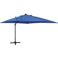 Cantilever Umbrella with Pole and LED Lights Azure Blue 300 cm