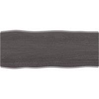 Berkfield Home Table Top Dark Grey 100x40x(2-4) cm Treated Solid Wood Live Edge in Brown