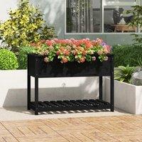 Berkfield Home Planter with Shelf Black 111.5x54x81 cm Solid Wood Pine