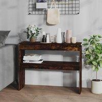Berkfield Home Console Table Smoked Oak 102x30x80 cm Engineered Wood in Brown | Size: 102 x 30 x 80 cm