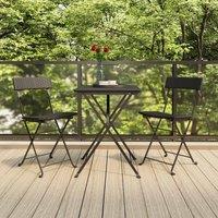 Berkfield Home 3 Piece Folding Bistro Set Black Poly Rattan