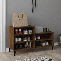 Berkfield Home Shoe Cabinet Brown Oak 102x36x60 cm Engineered Wood | Size: 102 x 36 x 60 cm