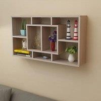 Berkfield Home Floating Wall Display Shelf 8 Compartments Oak Colour in Brown