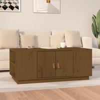 Berkfield Home Coffee Table Honey Brown 100x50x41 cm Solid Wood Pine | Size: 100 x 50 x 41 cm