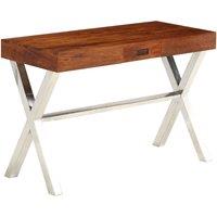 Berkfield Home Desk Solid Acacia Wood Honey Finish 110x50x76 cm in Brown | Size: 110 x 50 x 76 cm
