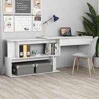 Berkfield Home Corner Desk High Gloss White 200x50x76 cm Engineered Wood | Size: 200 x 50 x 76 cm