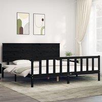 Berkfield Home Bed Frame with Headboard Black 200x200 cm Solid Wood