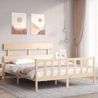 Berkfield Home Bed Frame with Headboard 160x200 cm Solid Wood in Brown