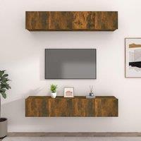 Berkfield Home TV Cabinets 4 pcs Smoked Oak 80x30x30 cm Engineered Wood in Brown | Size: 80 x 30 x 30 cm