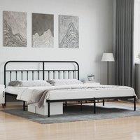 Berkfield Home Metal Bed Frame with Headboard Black 193x203 cm