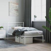 Berkfield Home Metal Bed Frame with Headboard White 75x190 cm Small Single
