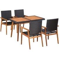 Berkfield Home 5 Piece Outdoor Dining Set Poly Rattan Black & Brown