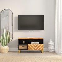 Berkfield Home TV Cabinet Brown & Black 80x33.5x46 cm Solid Wood Mango
