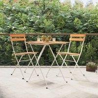Berkfield Home 3 Piece Folding Bistro Set Solid Wood Acacia & Steel in Brown