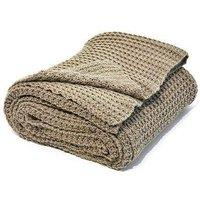 nielsen Alen Coarse Knitted Throw Blanket Cotton 150 x 200cm in Light Brown | Size: 150 cm x 200 cm