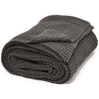 nielsen Alen Coarse Knitted Throw Blanket Cotton 150 x 200cm in Mid Grey | Size: 150 cm x 200 cm