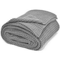 nielsen Alen Coarse Knitted Throw Blanket Cotton 150 x 200cm in Light Grey | Size: 150 cm x 200 cm