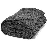 nielsen Alen Coarse Knitted Throw Blanket Cotton 150 x 200cm in Grey | Size: 150 cm x 200 cm
