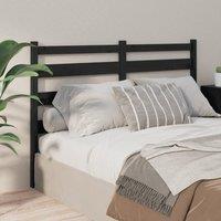Berkfield Home Bed Headboard Black 146x4x100 cm Solid Wood Pine | Size: 146 x 4 x 100 cm