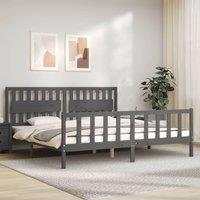Berkfield Home Bed Frame with Headboard Grey 200x200 cm Solid Wood