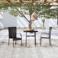 Berkfield Home 3 Piece Garden Dining Set Poly Rattan Black