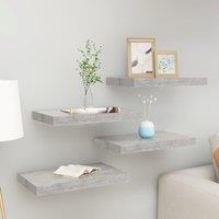 Berkfield Home Floating Wall Shelves 4 pcs Concrete Grey 40x23x3.8 cm MDF
