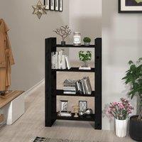 Berkfield Home Book Cabinet/Room Divider Black 80x35x125 cm Solid Wood Pine | Size: 80 x 35 x 125 cm