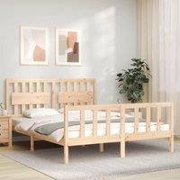 Berkfield Home Bed Frame with Headboard King Size Solid Wood in Brown