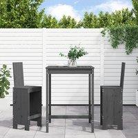 Berkfield Home 3 Piece Garden Bar Set Grey Solid Wood Pine