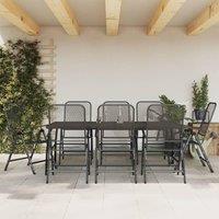 Berkfield Home 9 Piece Garden Dining Set Anthracite Metal Mesh in Black