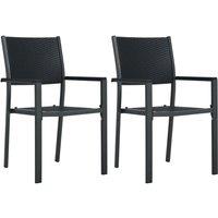 Berkfield Home Garden Chairs 2 pcs Black Plastic Rattan Look