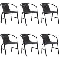 Berkfield Home Garden Chairs 6 pcs Plastic Rattan & Steel 110 kg in Black