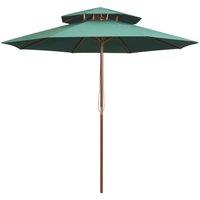 Berkfield Home Double Decker Parasol 270x270 cm Wooden Pole Green