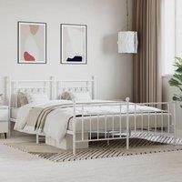 Berkfield Home Metal Bed Frame with Headboard & Footboard White 183x213 cm
