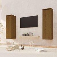 Berkfield Home Wall Cabinets 2 pcs Honey Brown 30x30x100 cm Solid Pinewood | Size: 30 x 30 x 100 cm